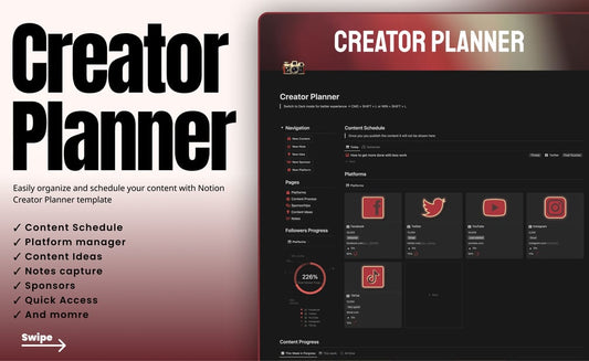 OlsNotion Content Creator Notion Template Planner Organizer Tracker