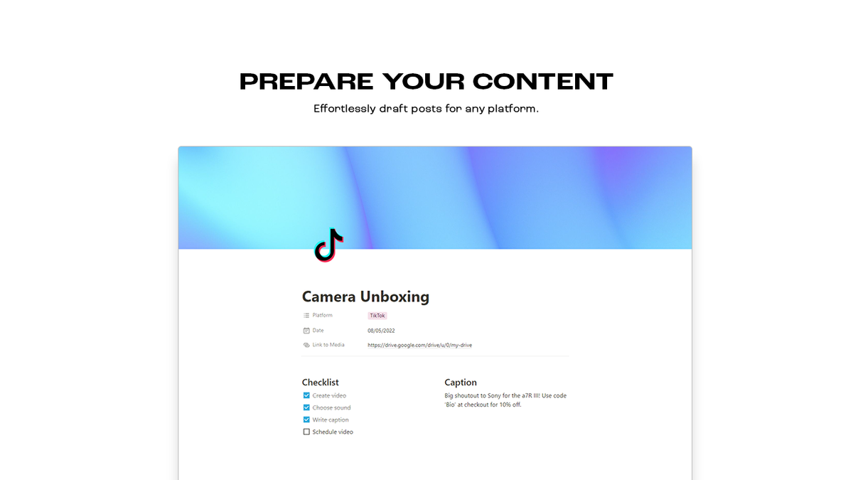 Matt Bio Social Media Manager Notion Template Content Planner Organizer