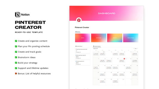 Matt Bio Pinterest Creator Notion Template Content Planner Organizer
