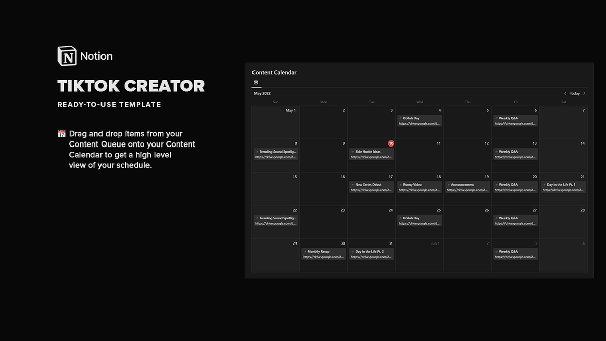 Matt Bio TikTok Creator Notion Template Content Planner Organizer
