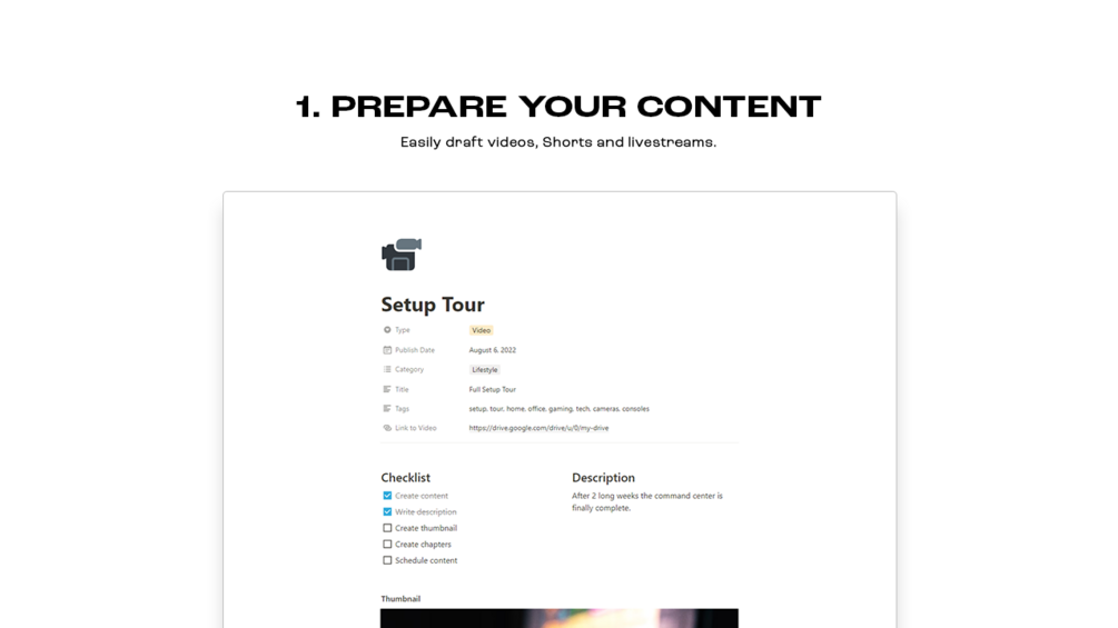 Matt Bio YouTube Creator Notion Template Planner Video Organizer