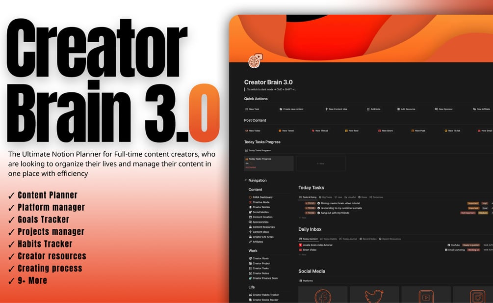 OlsNotion Content Creator Notion Template Planner Organizer Tracker