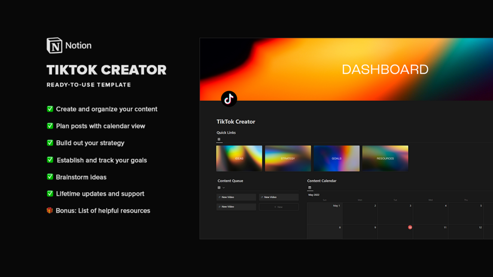 Matt Bio TikTok Creator Notion Template Content Planner Organizer
