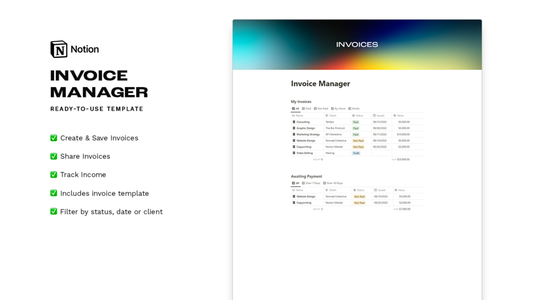 Matt Bio Invoice Manager Notion Template Business Billing Organizer