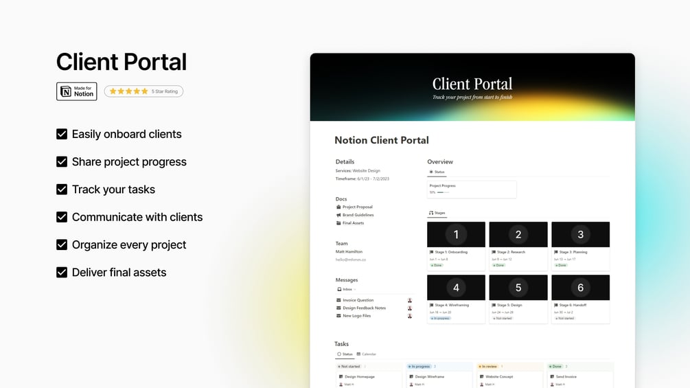 Matt Bio Client Portal Notion Template Project Management Organizer