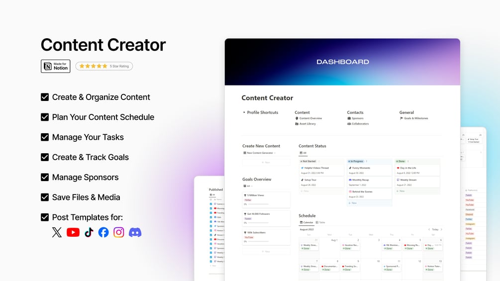 Matt Bio Content Creator Notion Template Planner Workspace Organizer