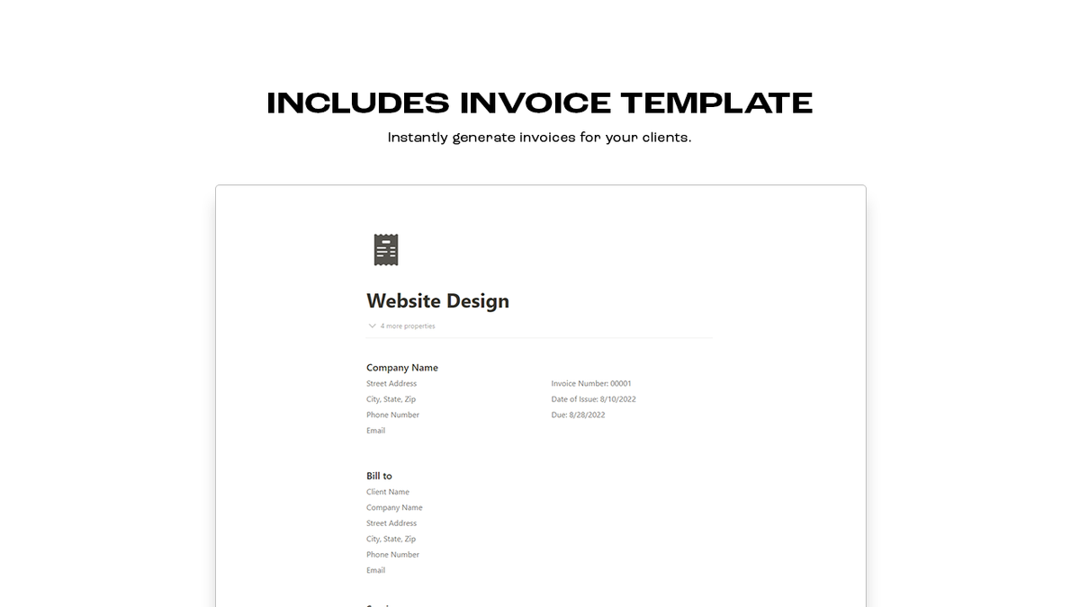 Matt Bio Invoice Manager Notion Template Business Billing Organizer