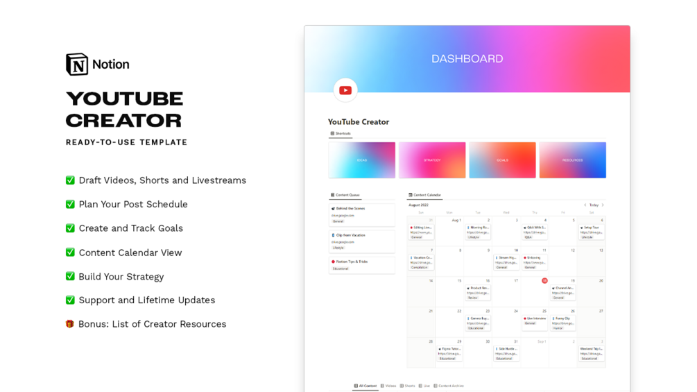 Matt Bio YouTube Creator Notion Template Planner Video Organizer