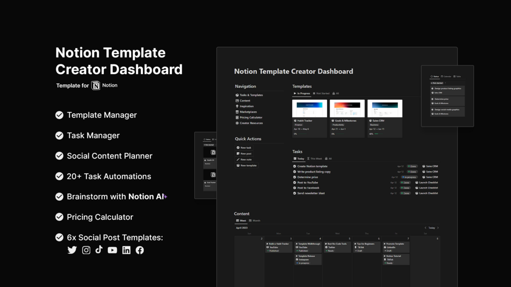 Matt Bio Creator Dashboard Notion Template Content Planner Organizer