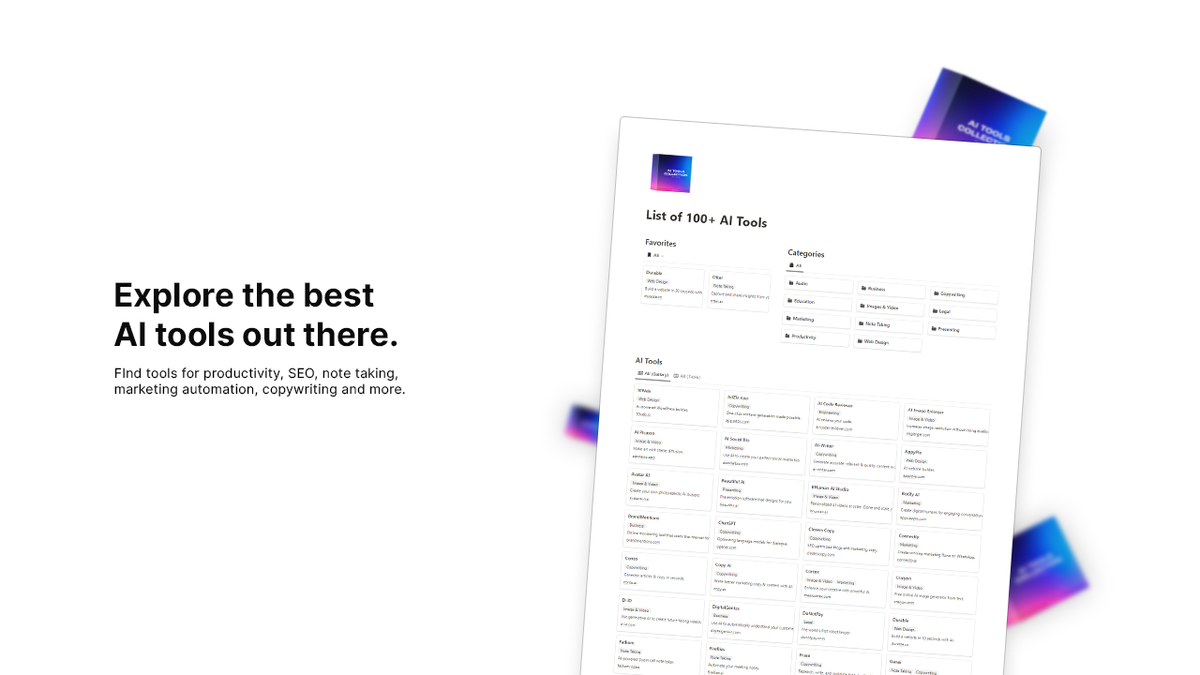 AI Tools Notion Template Directory Productivity Organizer