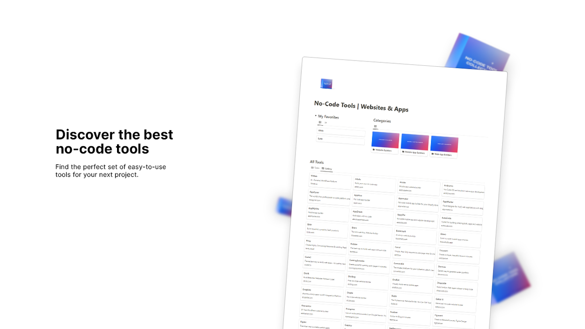 Matt Bio No-Code Tools Notion Template Directory Organizer
