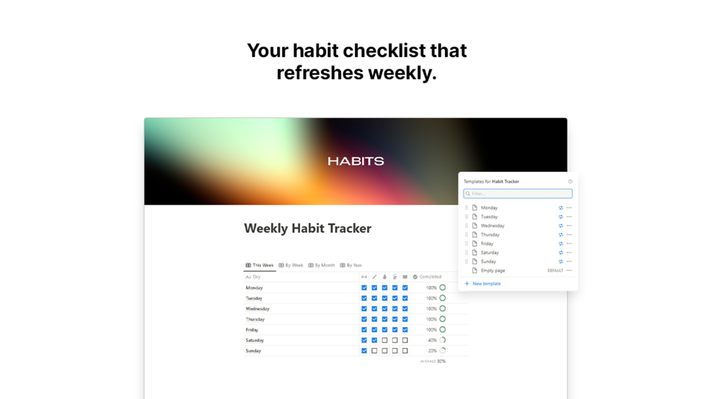 Matt Bio Weekly Habit Tracker Notion Template Productivity Daily Organizer